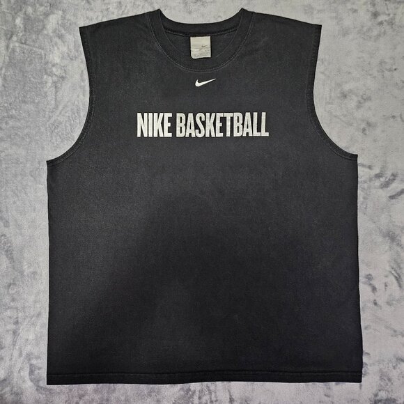 Y2K Vintage Nike "Nike Basketball" Center Swoosh Logo Tank Top Men's XL Black - Picture 1 of 7